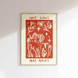 Hot Girls Are Aries Wall Print - Star Sign, Horoscope, Zodiac Lovers Astrology Poster Fire Signs Trendy Art Season Gift - thumbnail 1