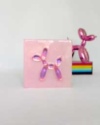 Pink Balloon Dog Art Sparkly Pop Art Wall Decor - thumbnail 1