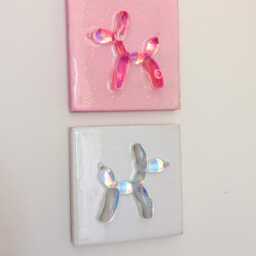 Pink Balloon Dog Art Sparkly Pop Art Wall Decor - thumbnail 3