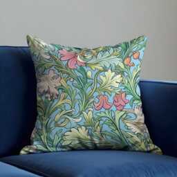 Classic Floral Cushion Cover, Farmhouse Style Decorative Pillow Blue Background & Botanical Print Living Room Decor - thumbnail 3