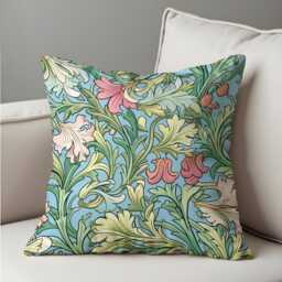Classic Floral Cushion Cover, Farmhouse Style Decorative Pillow Blue Background & Botanical Print Living Room Decor - thumbnail 4