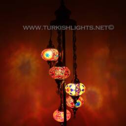 5 Ball Turkish Mosaic Floor Lamp With Large Globes, Lambader - thumbnail 2