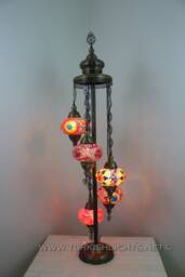 5 Ball Turkish Mosaic Floor Lamp With Large Globes, Lambader - thumbnail 1
