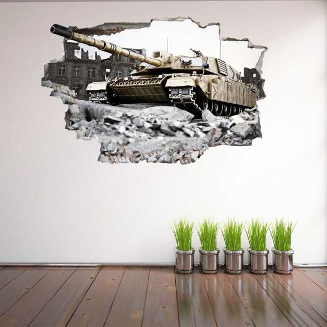 Tank Wall Decal Sticker Mural Poster Print Art Home Decor Army Battle De5 - image 1