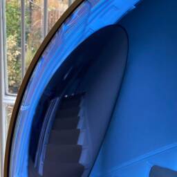 Blue Convex Mirror 120cm - Large Wall Gold Frame Statement Decorative - thumbnail 3
