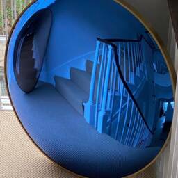 Blue Convex Mirror 120cm - Large Wall Gold Frame Statement Decorative - thumbnail 2