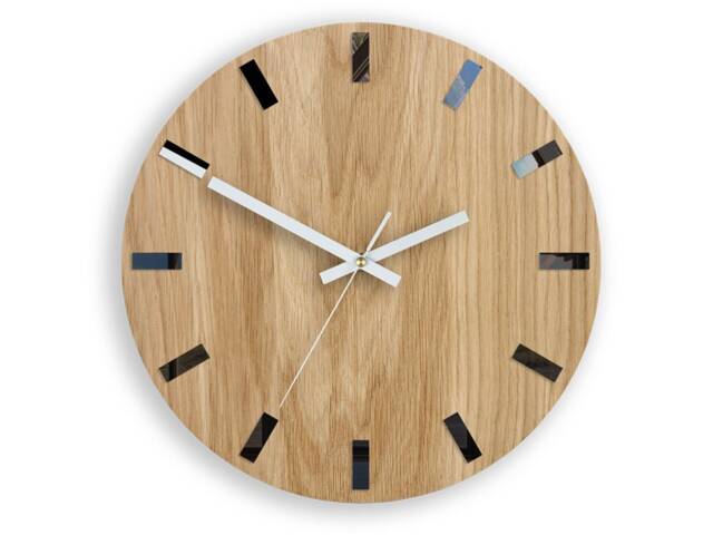 Wood Wall Clock, Silent Wooden Modern Clock For Office, White Clock Hands - image 1