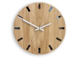 Wood Wall Clock, Silent Wooden Modern Clock For Office, White Clock Hands - thumbnail 1