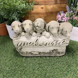 stone Garden Labrador Dog Puppy Welcome Sign Ornament - thumbnail 2