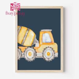 Construction Truck Print Set Navy Toddler Room Decor, Unframed - thumbnail 2