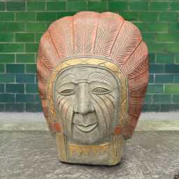 Concrete Indian Head Statue Native American Style Bust Stone Tribal Face Figurine Cement Cultural Sculpture Outdoor Garden Decor Lawn Gift