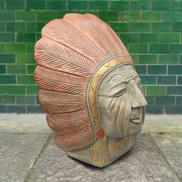 Concrete Indian Head Statue Native American Style Bust Stone Tribal Face Figurine Cement Cultural Sculpture Outdoor Garden Decor Lawn Gift - thumbnail 2
