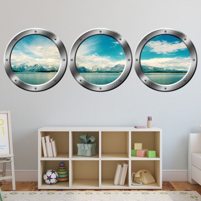 Vwaq 3D Ocean View Wall Clings - Porthole Window For Vinyl Sticker - Spw21 - image 1