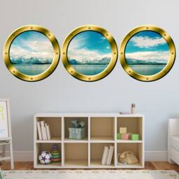 Vwaq 3D Ocean View Wall Clings - Porthole Window For Vinyl Sticker - Spw21 - thumbnail 2