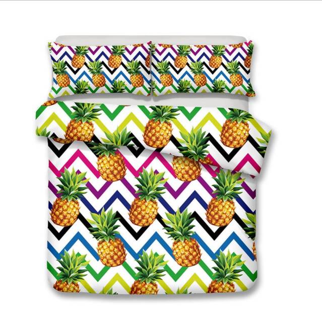 3D Pineapple Duvet Cover Set, Geometric Tropical Bedding - image 1