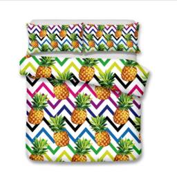 3D Pineapple Duvet Cover Set, Geometric Tropical Bedding