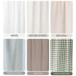 Natural Striped Linen Tie Top Curtain - Semi Sheer Panel For Kitchen, Bedroom Or Living Room Custom Light Filtering Cafe Style Drapes - thumbnail 3
