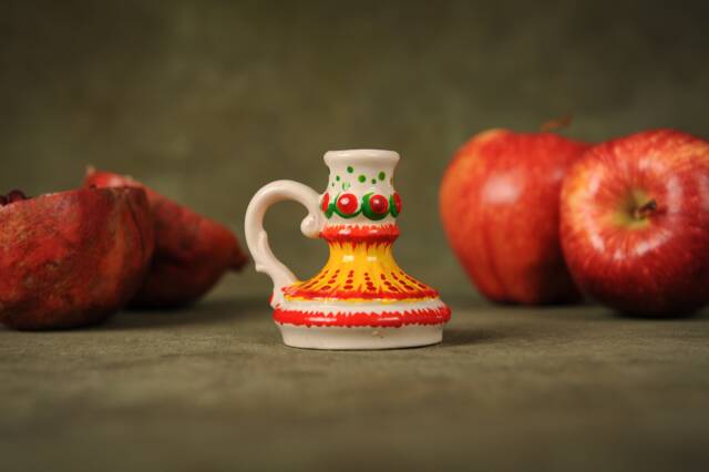 Hand-Painted Ceramic Candlestick White Clay Candelabrum Sconce - image 1