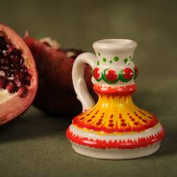Hand-Painted Ceramic Candlestick White Clay Candelabrum Sconce - thumbnail 4