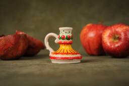 Hand-Painted Ceramic Candlestick White Clay Candelabrum Sconce - thumbnail 1