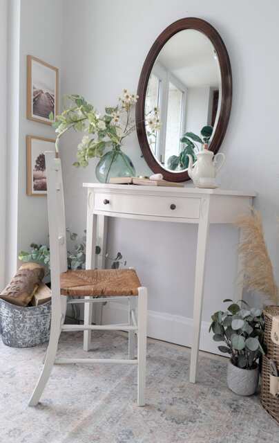 Compact/Petite White Country Cottage Style Dressing Table/Writing Desk & Chair Set - image 1