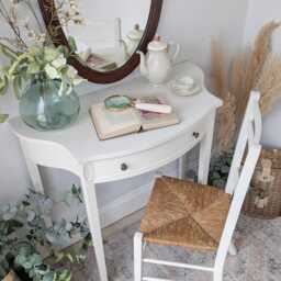 Compact/Petite White Country Cottage Style Dressing Table/Writing Desk & Chair Set - thumbnail 3