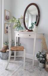Compact/Petite White Country Cottage Style Dressing Table/Writing Desk & Chair Set