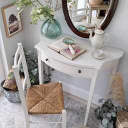 Compact/Petite White Country Cottage Style Dressing Table/Writing Desk & Chair Set - thumbnail 2