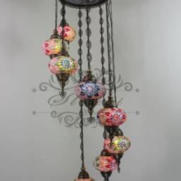 8 - Ball Turkish Water Drop Style Mosaic Chandelier With Large Globes - thumbnail 3
