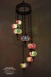8 - Ball Turkish Water Drop Style Mosaic Chandelier With Large Globes - thumbnail 1