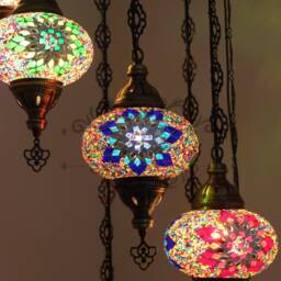 8 - Ball Turkish Water Drop Style Mosaic Chandelier With Large Globes - thumbnail 2