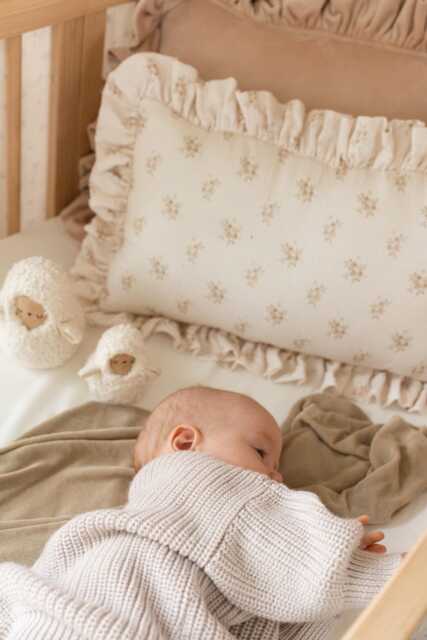 "Muslin Decorative Pillow With Frill ""Boho Flowers" - image 1
