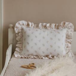 "Muslin Decorative Pillow With Frill ""Boho Flowers" - thumbnail 2