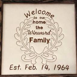 Customized Welcome Sign, Wedding Date, Custom Embroidered On Screen, Family Name Sign, Wedding Anniversary Gift, Pine Wood Rustic Wall Decor - thumbnail 3