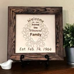 Customized Welcome Sign, Wedding Date, Custom Embroidered On Screen, Family Name Sign, Wedding Anniversary Gift, Pine Wood Rustic Wall Decor - thumbnail 2