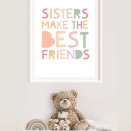 Sisters Make The Best Friends Print, Girls Bedroom Prints, Sister Quote, Sibling Wall Art, Pink Decor - thumbnail 3