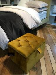 Handmade Mustard Gold Velvet Ottoman Stool With Storage - thumbnail 3