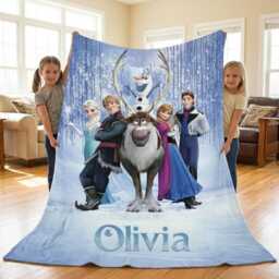 Custom Name Frozen Fleece Blanket, Elsa Queen Movie Blanket - thumbnail 1