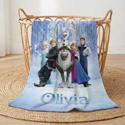 Custom Name Frozen Fleece Blanket, Elsa Queen Movie Blanket - thumbnail 2