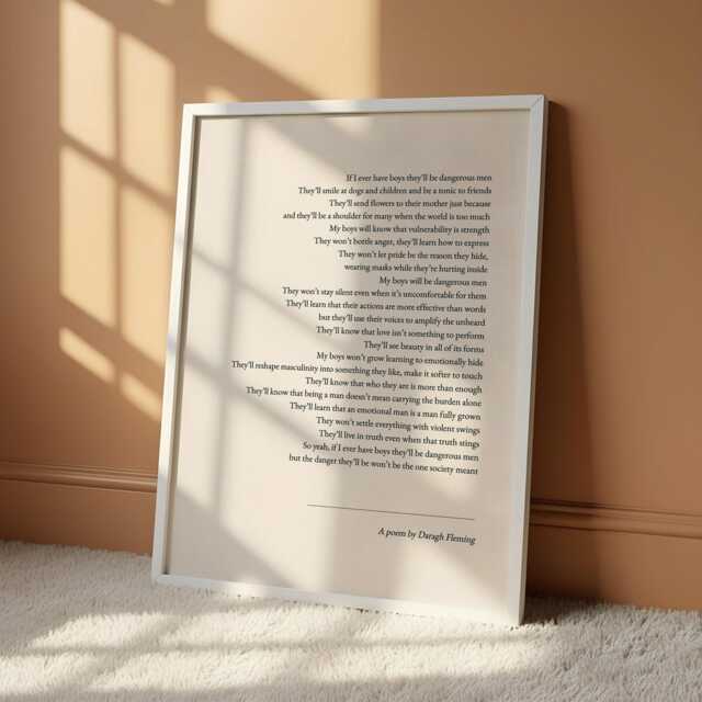 If I Ever Have Boys Poem Print - Dangerous Men Quote Modern Masculinity Wall Art Gift - image 1