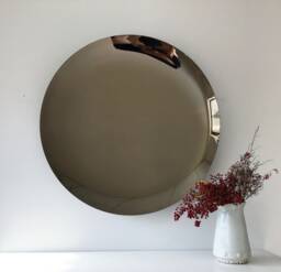 Handcrafted Concave Bronze Mirror Space Age Wall Decor - thumbnail 1