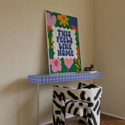 This Feels Like Home Typography Print - Colourful Typographic, Retro Colours, Quote, Eclectic Home, Flowers Floral Wall Art, Hallway - thumbnail 3