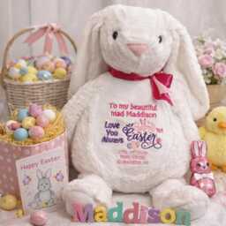 Personalised Easter Bunny - Custom Embroidered Soft Toy - Baby Gift Newborn Keepsake Christening Present Personalized - thumbnail 1