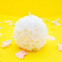 Pair Of Rose Candles, Pillar Candle, Ball Round Floral Pretty Candle Set, Colourful - thumbnail 3