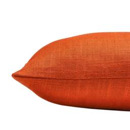 Linen Blend All Natural Boudoir Cushion. Plain Terracotta Red Linen-Mix Home Accessory For Modern Interiors. 17x12 - thumbnail 2