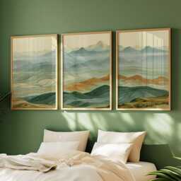 Abstract Mountain Trio, Neutral Landscape Wall Art Set - thumbnail 2