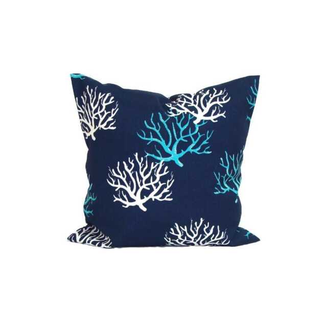 Outdoor Blue Pillow Covers, Nautical Decor, Navy Covers For 20x20 Pillow, 16x16, 18x18 Pillows, All Sizes - image 1
