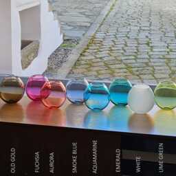 Hand Blown Globe Glass Wall Sconce Lighting, Colored Shade - thumbnail 4