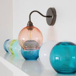 Hand Blown Globe Glass Wall Sconce Lighting, Colored Shade - thumbnail 3