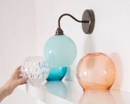 Hand Blown Globe Glass Wall Sconce Lighting, Colored Shade